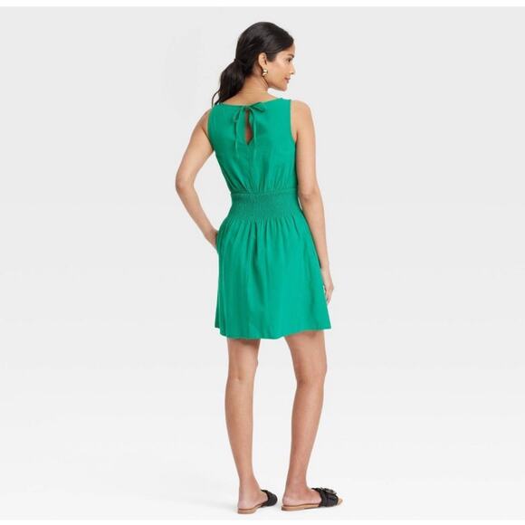 Universal Thread Women's Linen Mini Sundress - Green XS - Picture 3 of 5